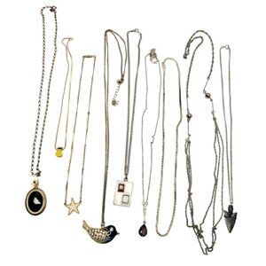 Lot of 9 VTG Estate Costume Jewelry Necklaces Metal Pendants